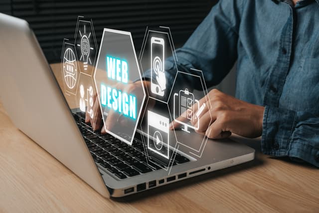 Custom website design process showing responsive layouts for mobile and desktop