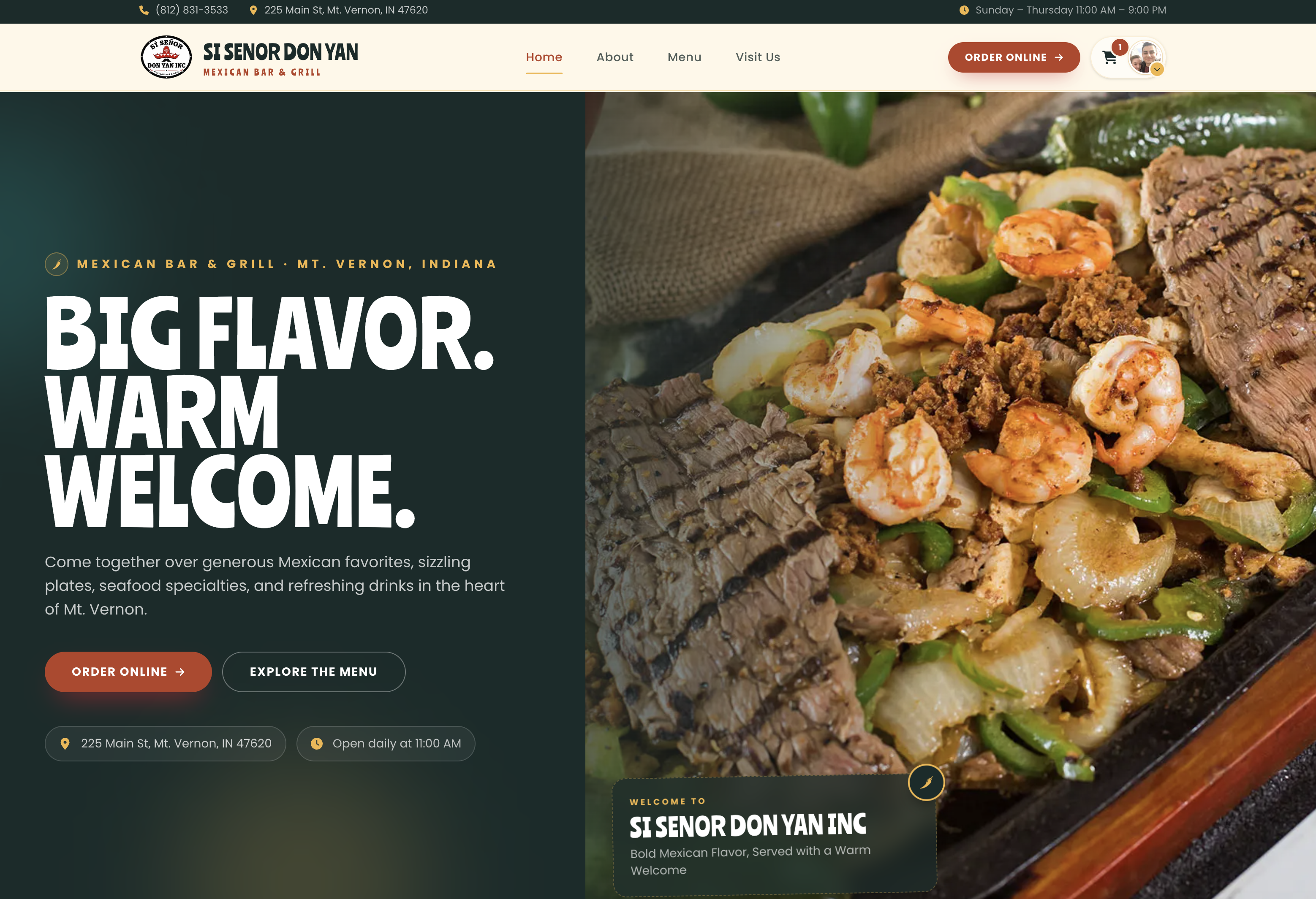 Proyecto de sitio responsivo y pedidos en línea para un restaurante, creado por Web Studios LLC