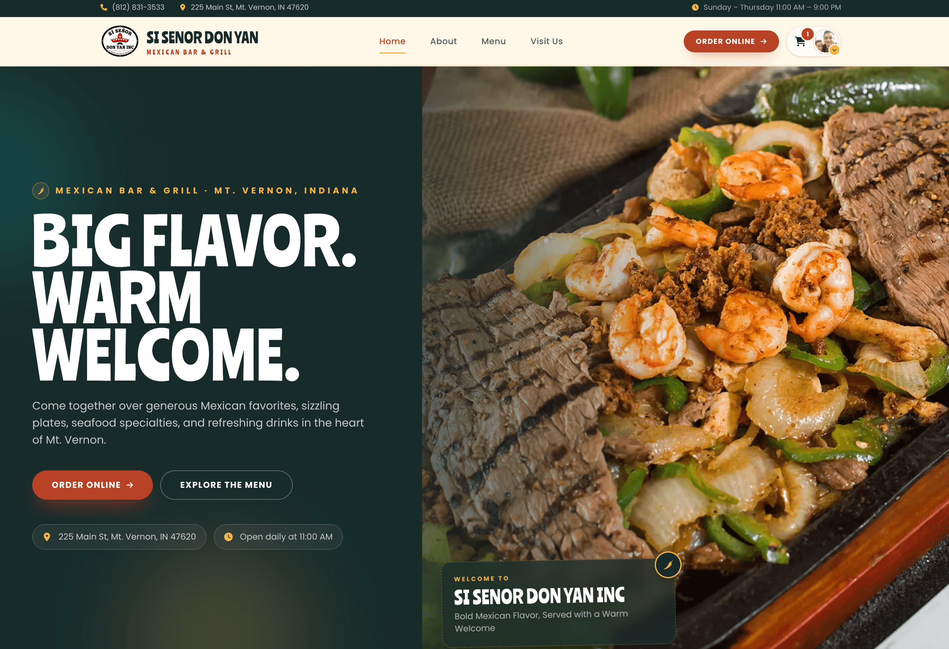 Responsive restaurant website and online ordering project built by Web Studios LLC