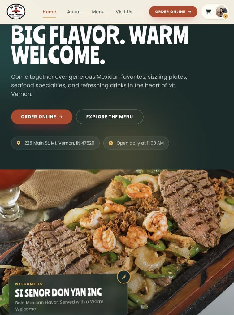Si Señor Don Yan website on a tablet
